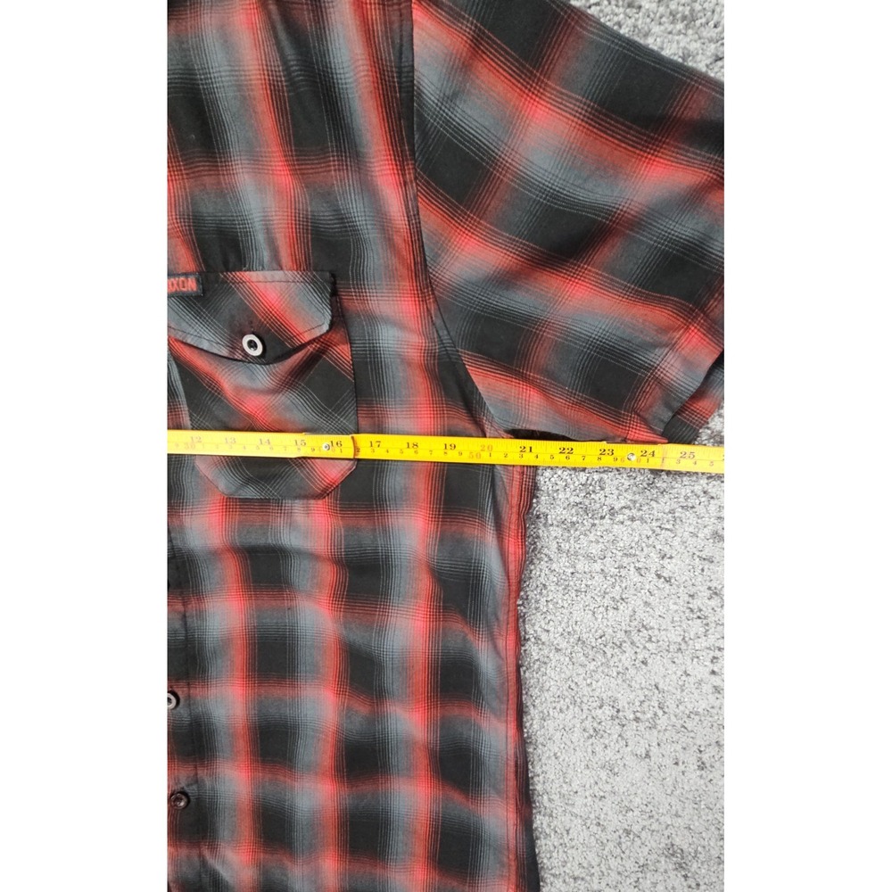 Dixxon Corazon Men's Medium Plaid Button Up Shirt Red Black Bamboo Western - Picture 6 of 9